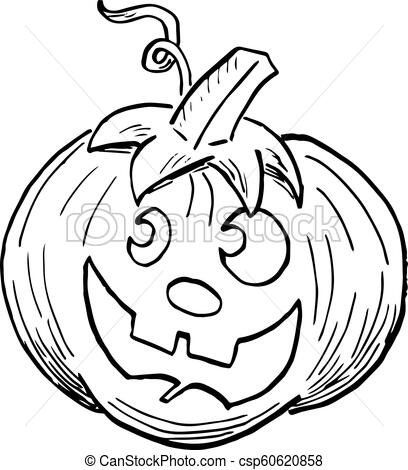 408x470 Vector Illustration Of A Hand Drawn Halloween Pumpkin With Face