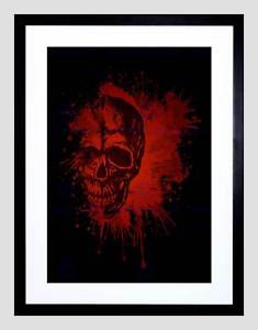 235x300 Painting Drawing Paint Splash Red Creepy Skull Framed Art Print
