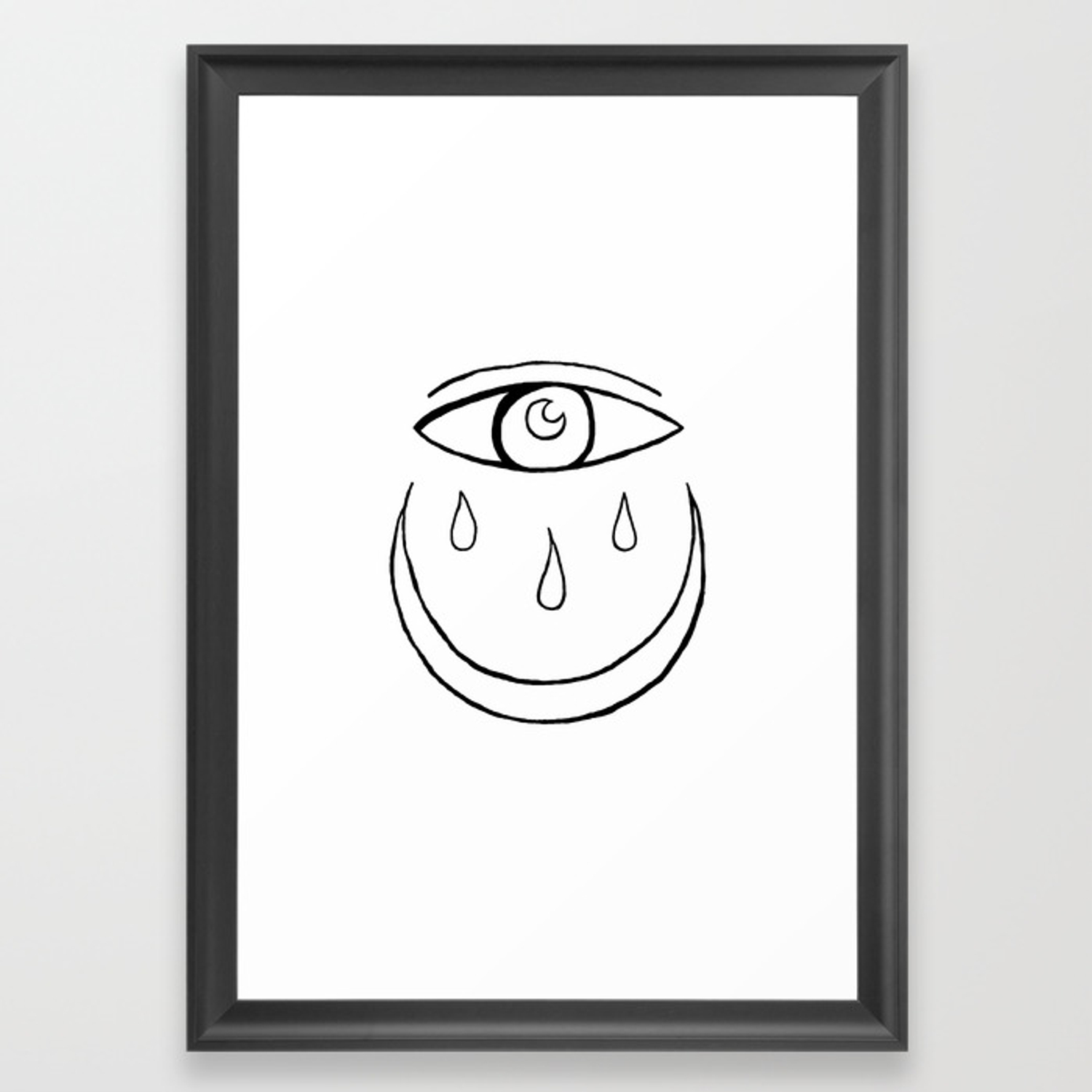 1500x1500 Evil Eye Crescent Moon Drawing Framed Art Print