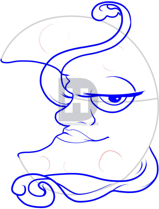 550x720 How To Draw A Crescent Moon, Step