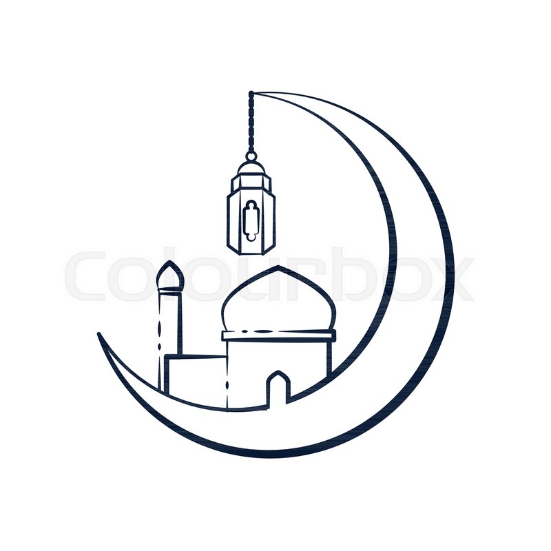 800x800 Crescent Moon Mosque Outline Vector Stock Vector Colourbox