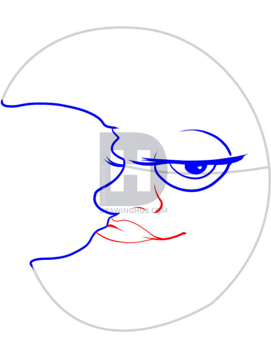 550x720 How To Draw A Crescent Moon, Step