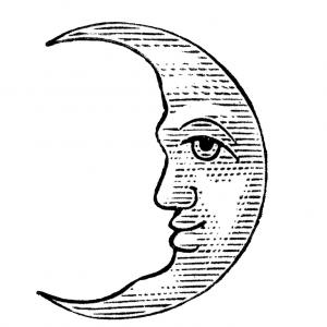 300x300 Antique Clip Art Man In The Moon Crescent And Full Orangiausa