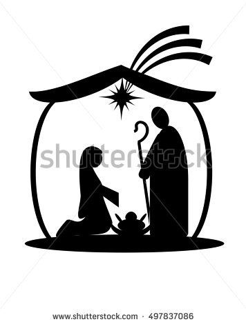 356x470 Christmas Nativity Religious Bethlehem Crib Scene Silhouette