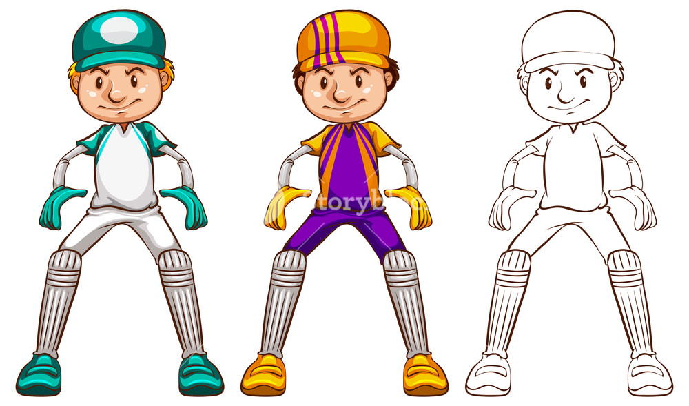 1000x589 Cricket Player In Three Different Drawing Styles Royalty Free