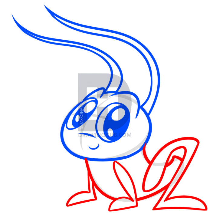 704x720 Cartoon Cricket Drawing Tutorial, Step