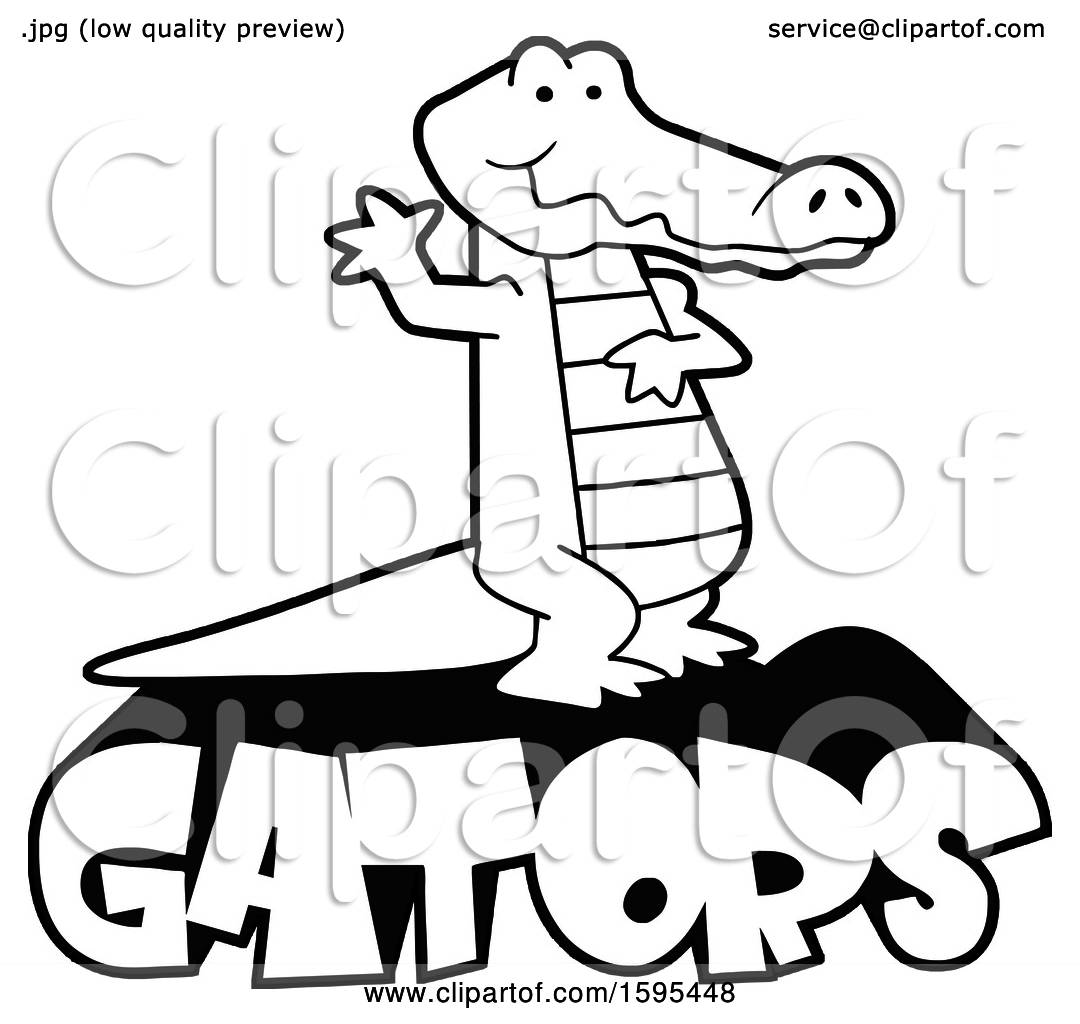 1080x1024 Clipart Of A Cartoon Black And White Alligator School Sports