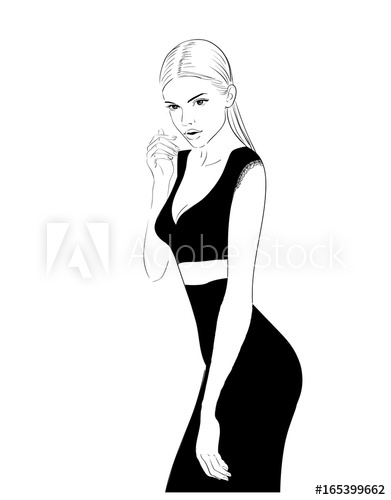 391x500 Sketch Of Model In Crop Top