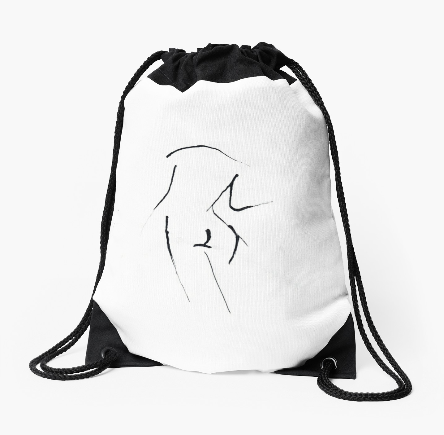 1435x1404 Drawing, Croquis, Standing Woman Drawstring Bags