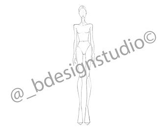 340x270 Fashion Illustration Croquis Template Front View Etsy