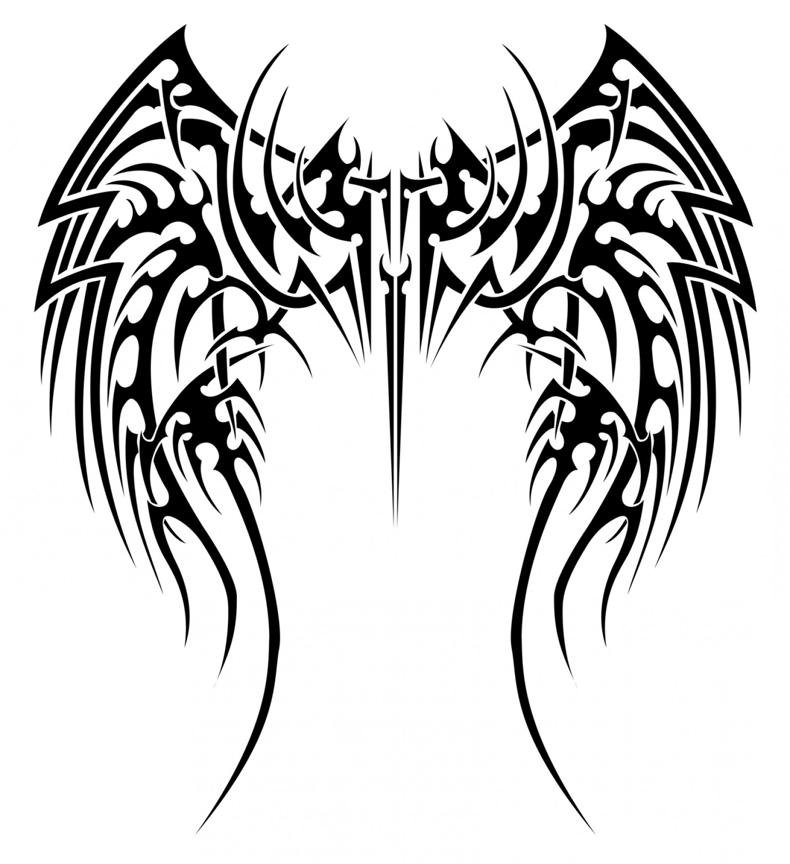 1621x1771 Cross With Tribal Wings Tribal Angel Wings Tattoo Designs Best