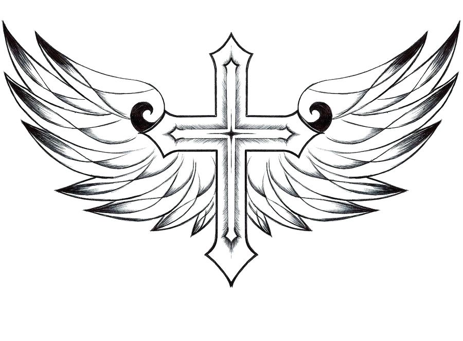 900x664 Drawings Of Crosses With Roses