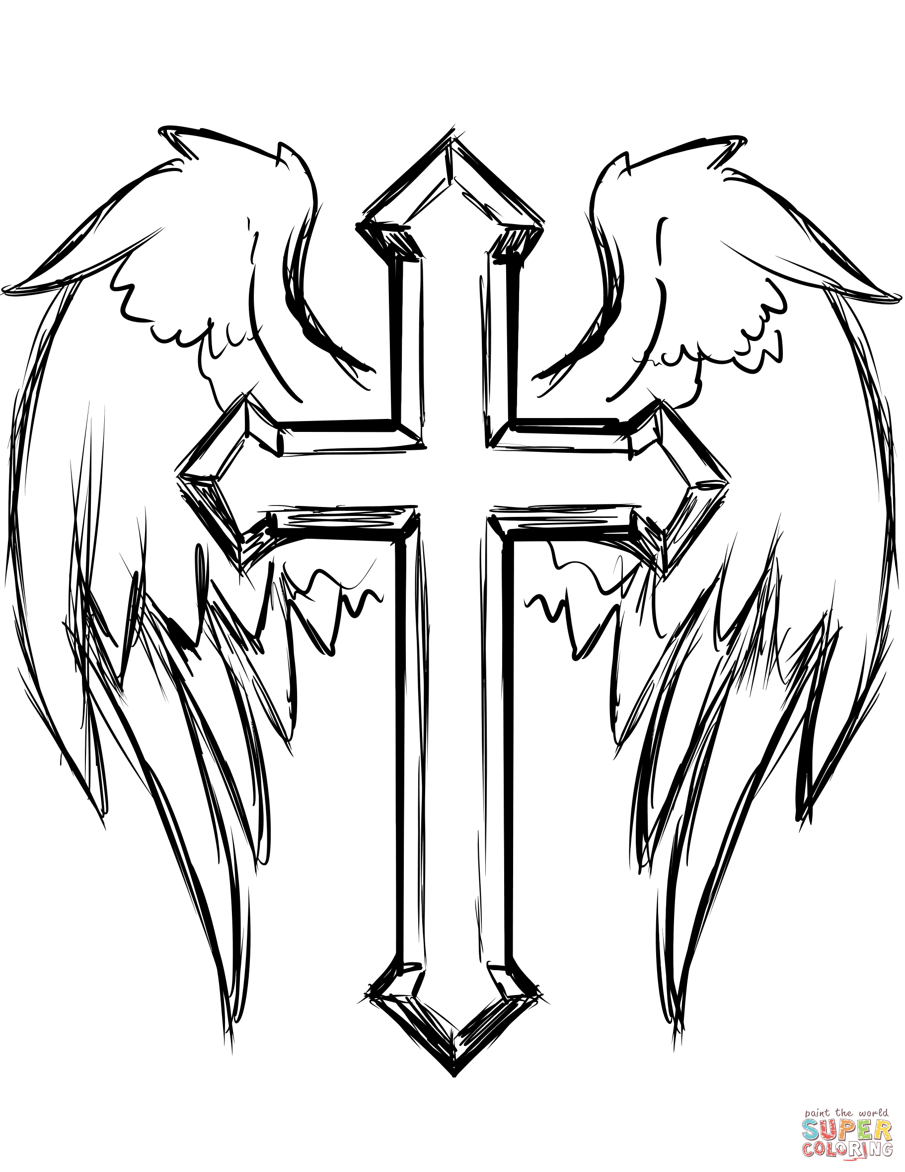 1822x2358 Cross With Wings Coloring