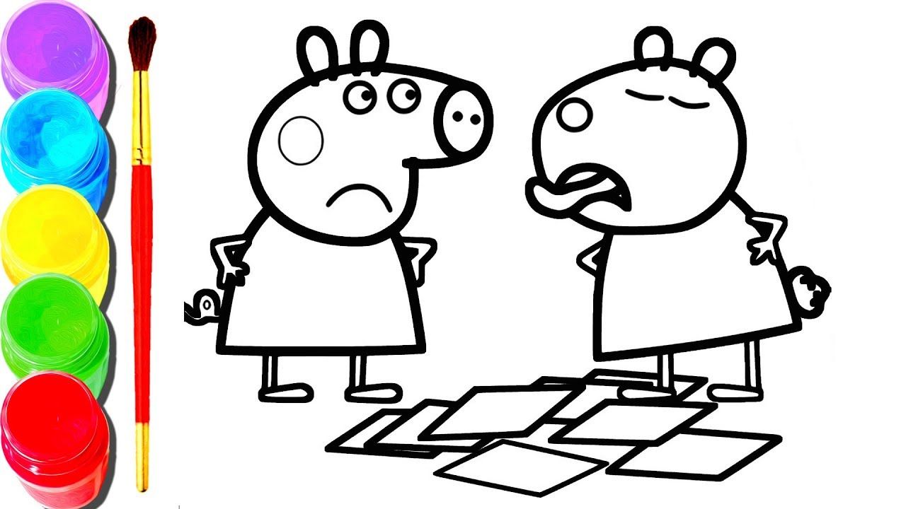 1280x720 Peppa Pig Coloring Videos Suzy Sheep Learn Colors For Kids Drawing