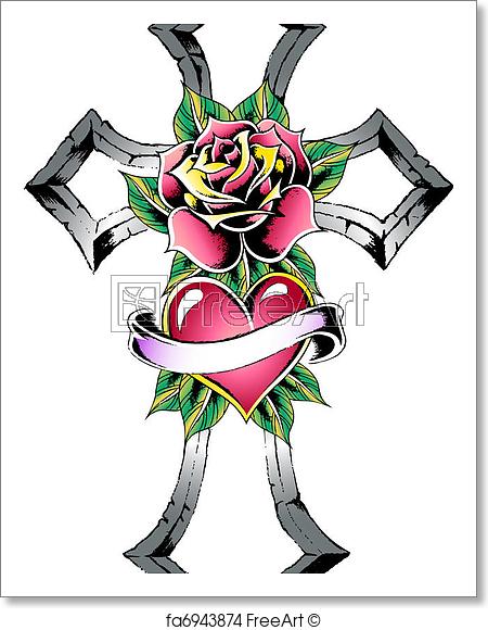 450x580 Free Art Print Of Gothic Cross Tattoo Freeart