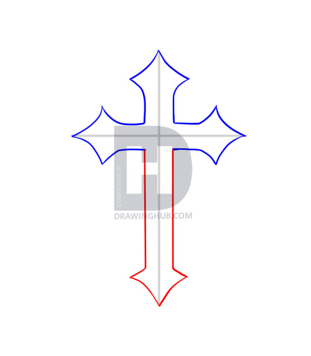 630x720 How To Draw A Cross Tattoo, Step