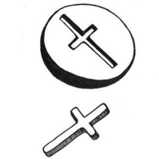 320x320 drawings in relief of the bar, cross and tomahawk sticks