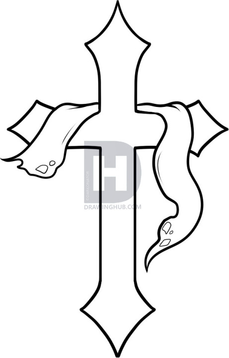 461x720 How To Draw A Cross, Cross, Step