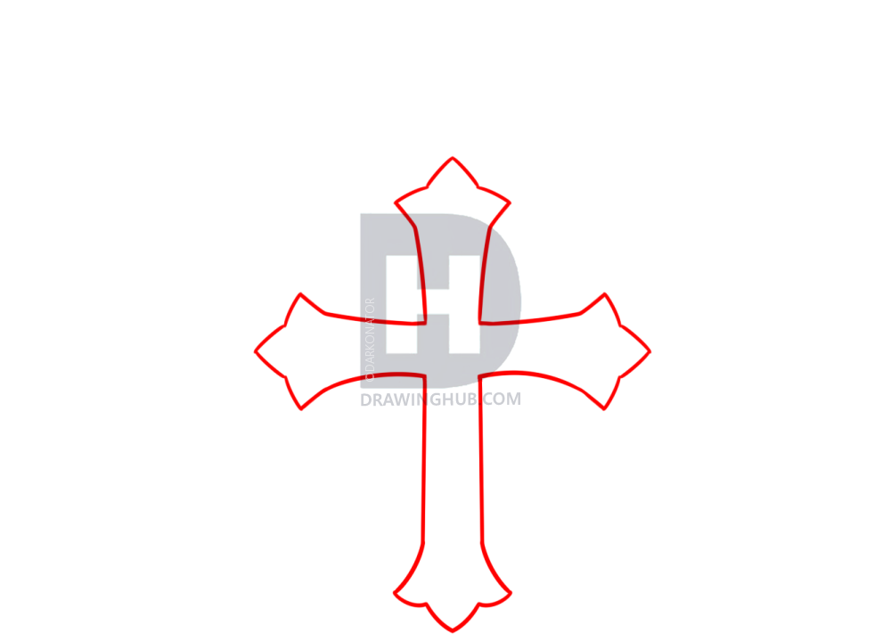 1000x720 How To Draw A Cross With Wings, Step