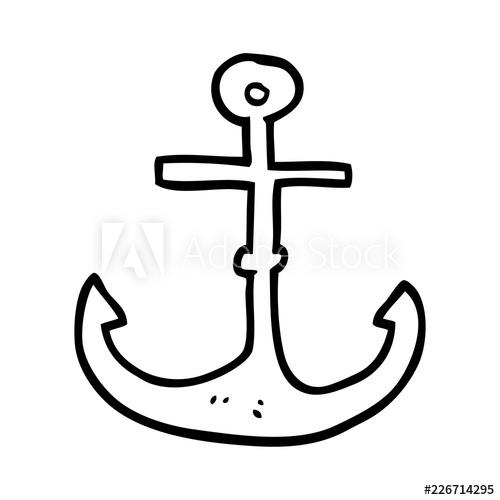 500x500 Line Drawing Cartoon Ship Anchor