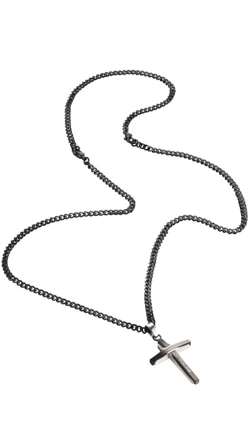 500x884 Police Glaze Black Steel Cross Necklace Mertzios Gr