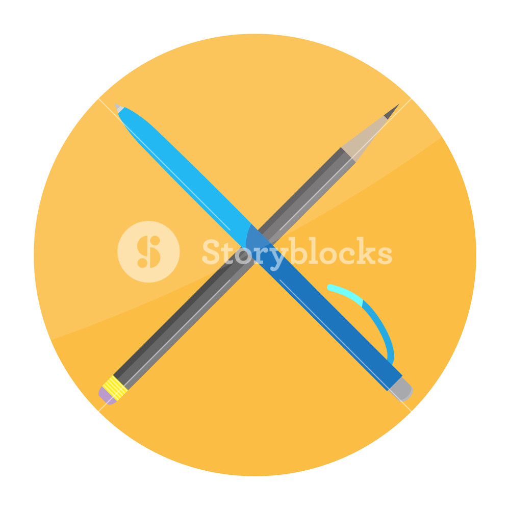 1000x1000 Pen And Pencil Cross Icon Flat Object Office, Education School