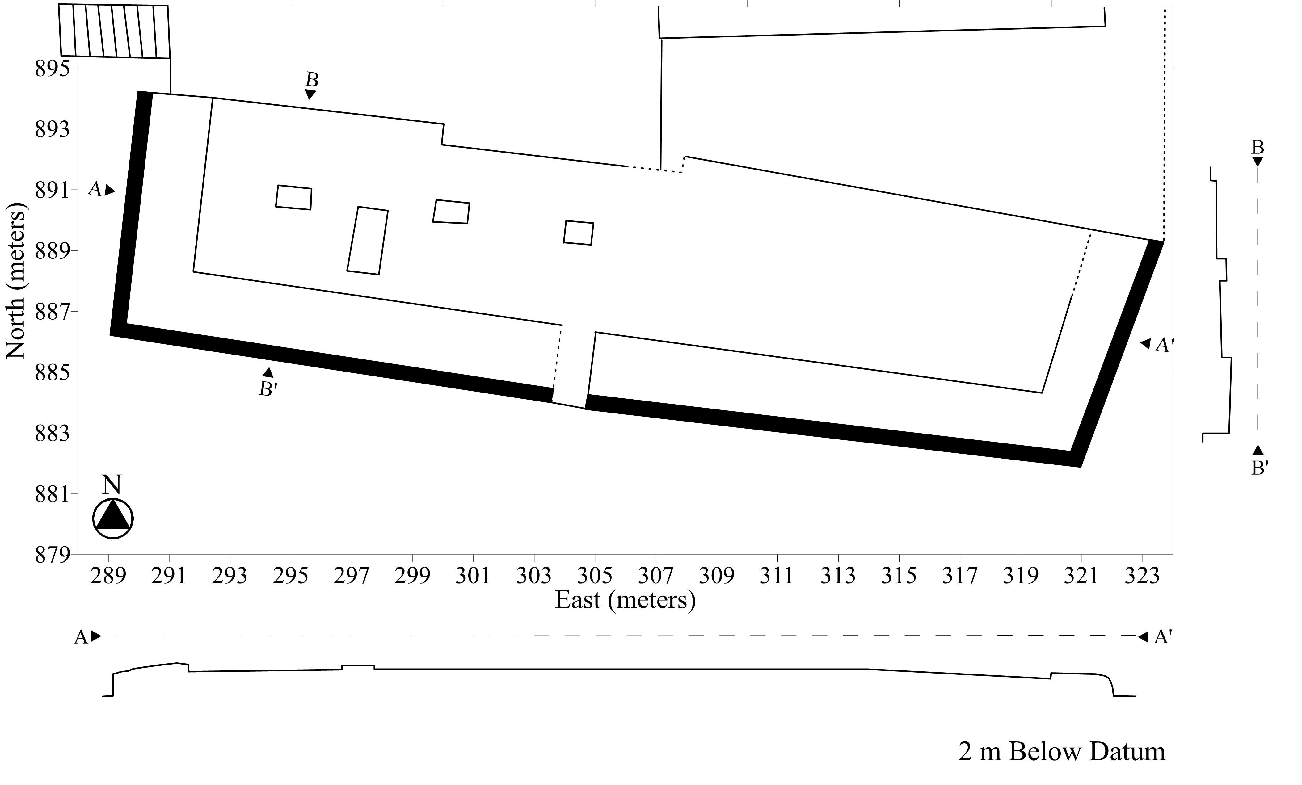 4215x2542 Zacpeten, Structure Line Drawing And Cross Section Itza