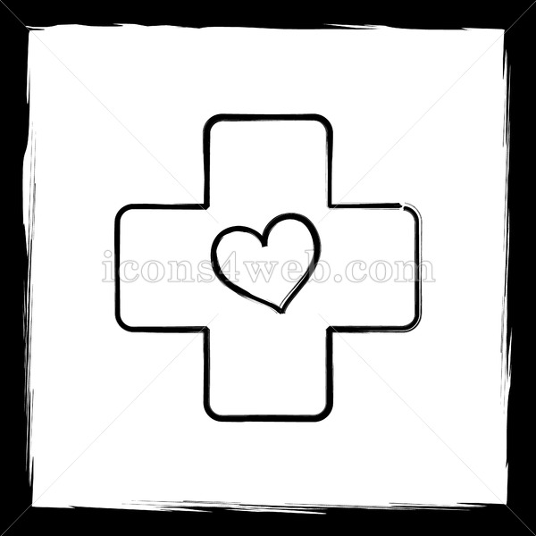600x600 Cross With Heart Sketch Icon