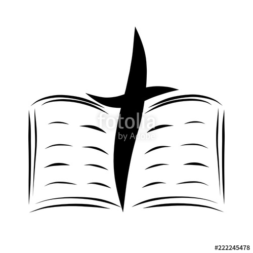 500x500 Pages Of The Open Bible And A Cross, A Sketch Stock Photo