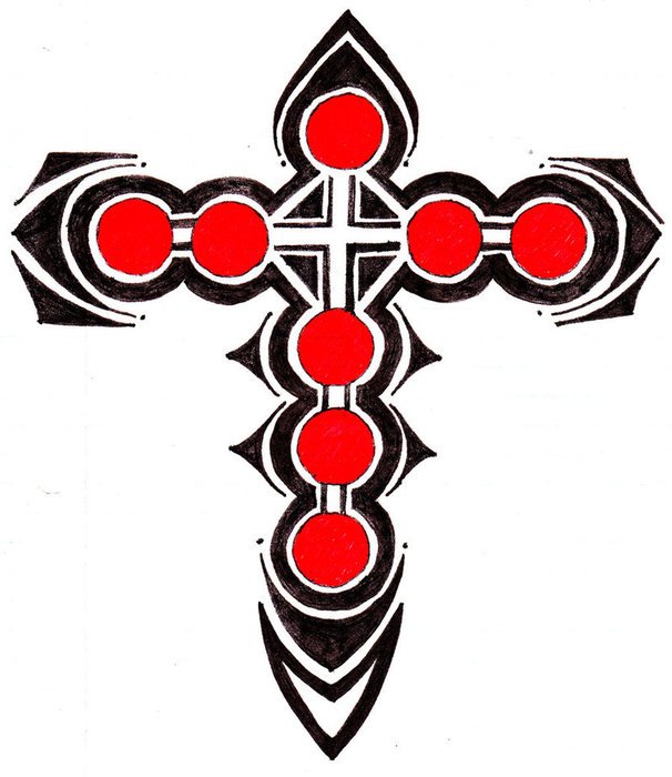 606x700 Tribal Cross Tattoo Drawings Free Image
