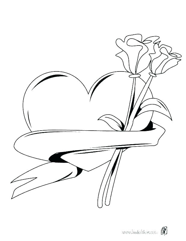 618x799 Heart And Rose Coloring Pages Heart And Rose Coloring Pages Roses