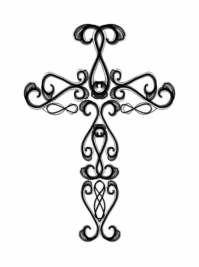 640x857 Wooden Cross Drawing