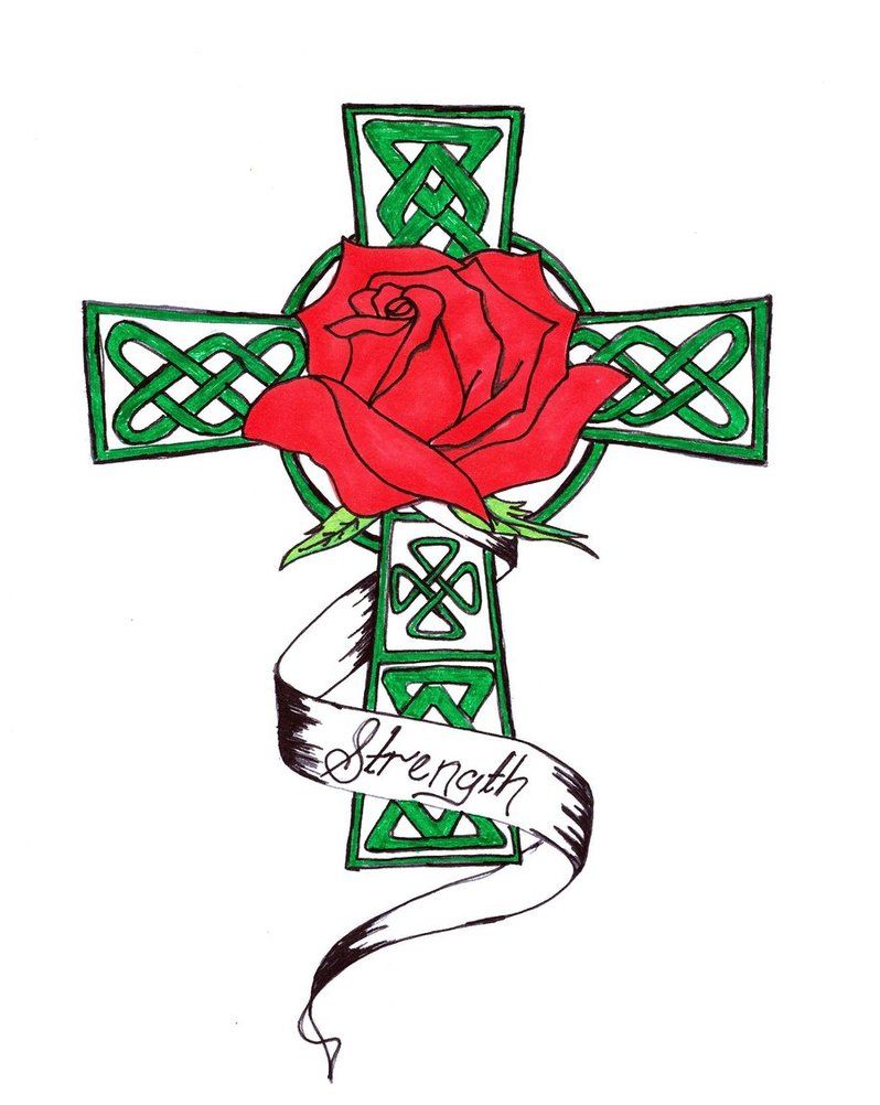 798x1002 Celtic Cross With Rose Tattoos Drawing
