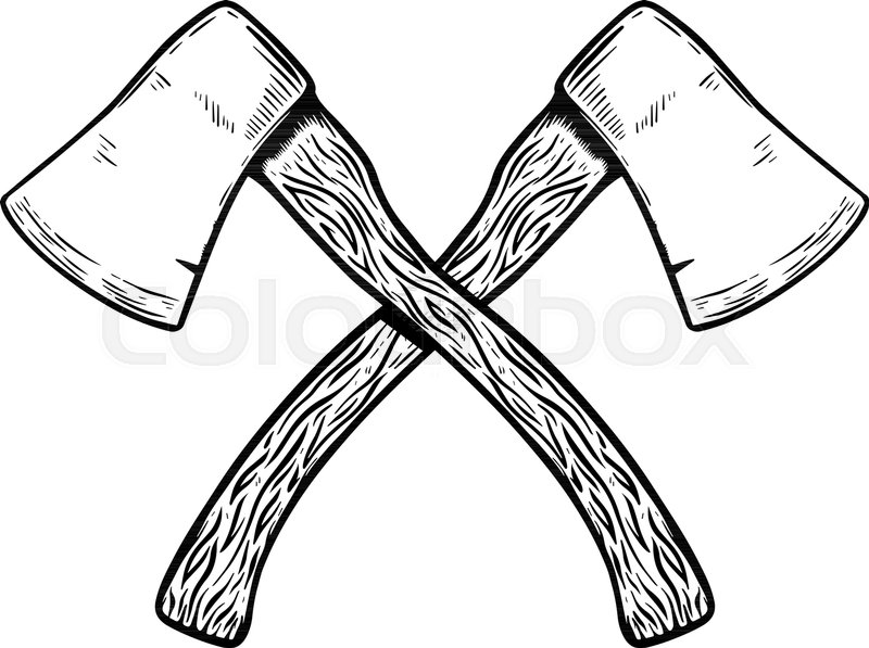 800x597 Crossed Hatchets On White Background Stock Vector Colourbox