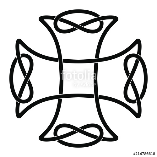 500x500 Celtic Cross With National Ornament As Interlaced Ribbon Isolated