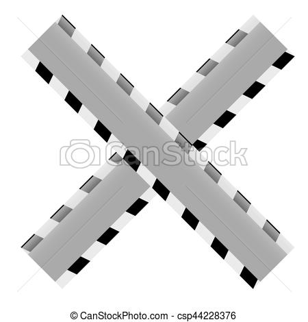 450x470 Grayscale Do Not Cross Ribbon Icon, Vector Illustration