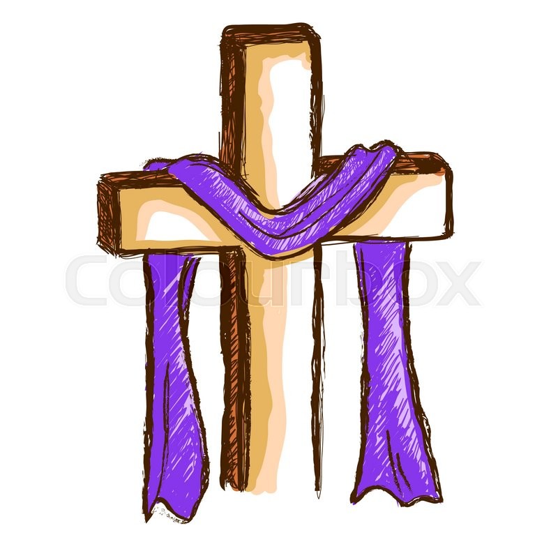 800x800 Hand Drawing Of A Wooden Cross With Stock Vector Colourbox