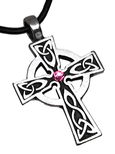 375x500 Pewter Celtic Cross Irish Wales Pendant On Leather W