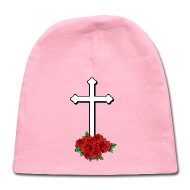 190x190 Cross With Roses Jesus God Love Drawing Church Baby Cap Spreadshirt