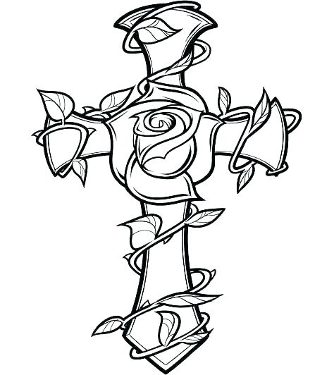 474x532 Coloring Pages Cross Coloring Pages Cross With Roses