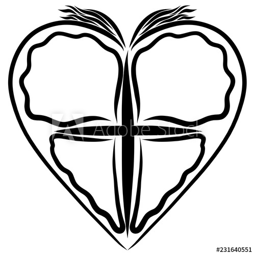 500x500 Heart With A Butterfly, A Cross And Wings Of A Bird, A Symbol