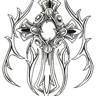 336x336 Black And White Cross Coloring Pages With Angel Wings Holy Jesus