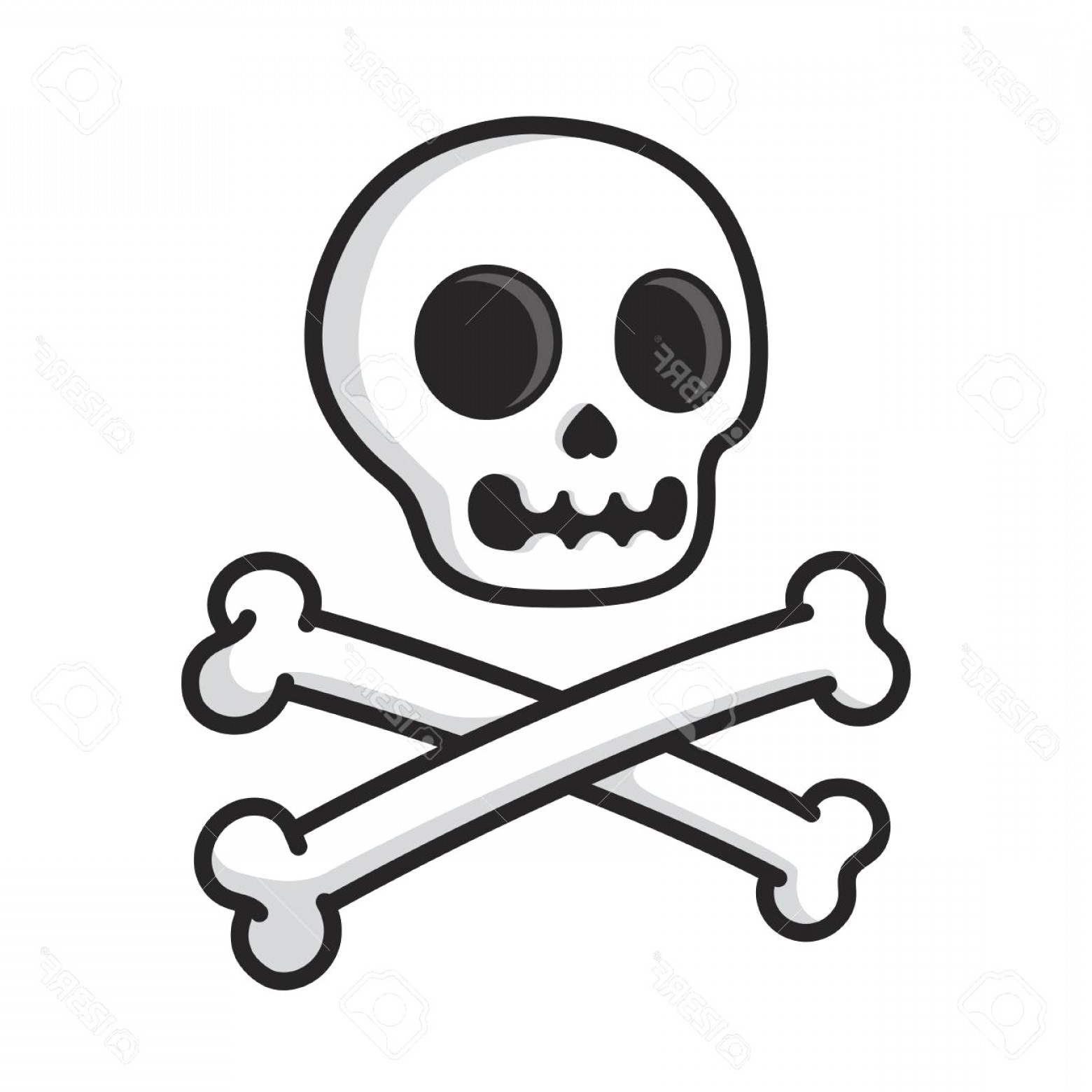 1560x1560 Simple Cartoon Skull And Crossbones Isolated On White Modern Comic