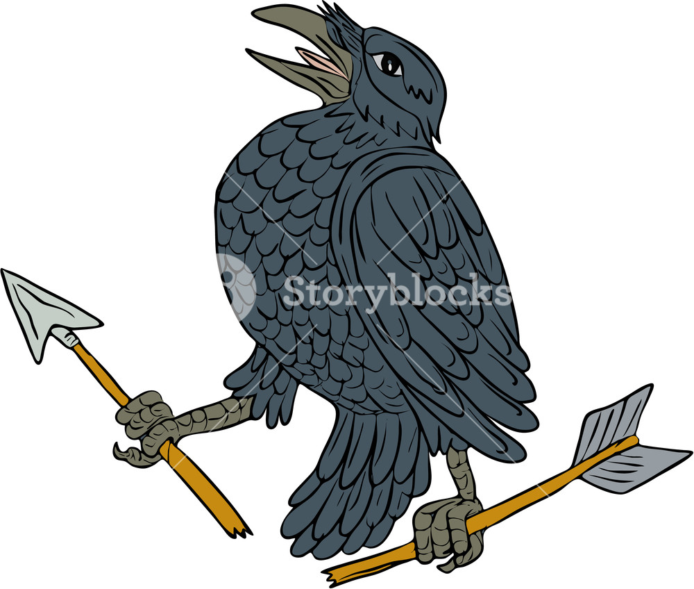 1000x848 Drawing Sketch Style Illustration Of A Crow Looking Up Clutching
