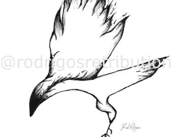 340x270 Crow Drawing Etsy