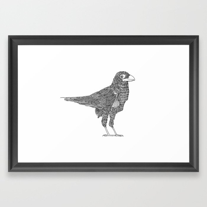 700x700 Crow, One Line Drawing Framed Art Print