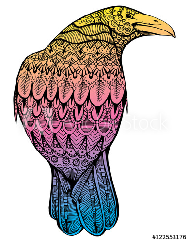 390x500 Stylized Crows Decorative Bird Line Art Rook Black And White