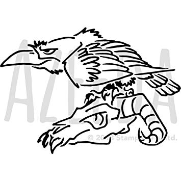 355x355 'crow On Skull' Wall Stencil Template