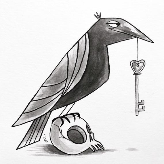 570x570 Crow And Skull Print Etsy