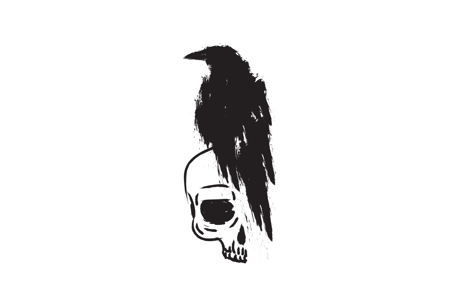 1820x1214 Black Raven Crow On Skull Isolated On A White Background